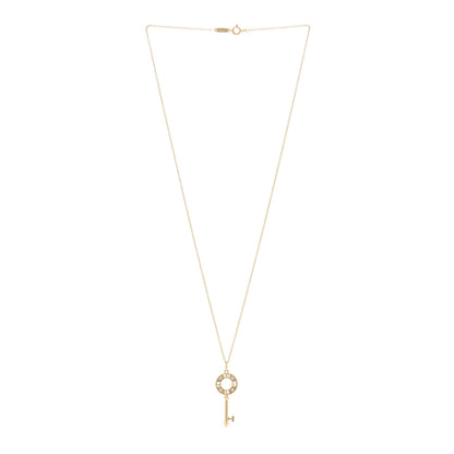 Tiffany 18K Yellow Gold Diamond Atlas Pierced Key Pendant Necklace 3 of 5
