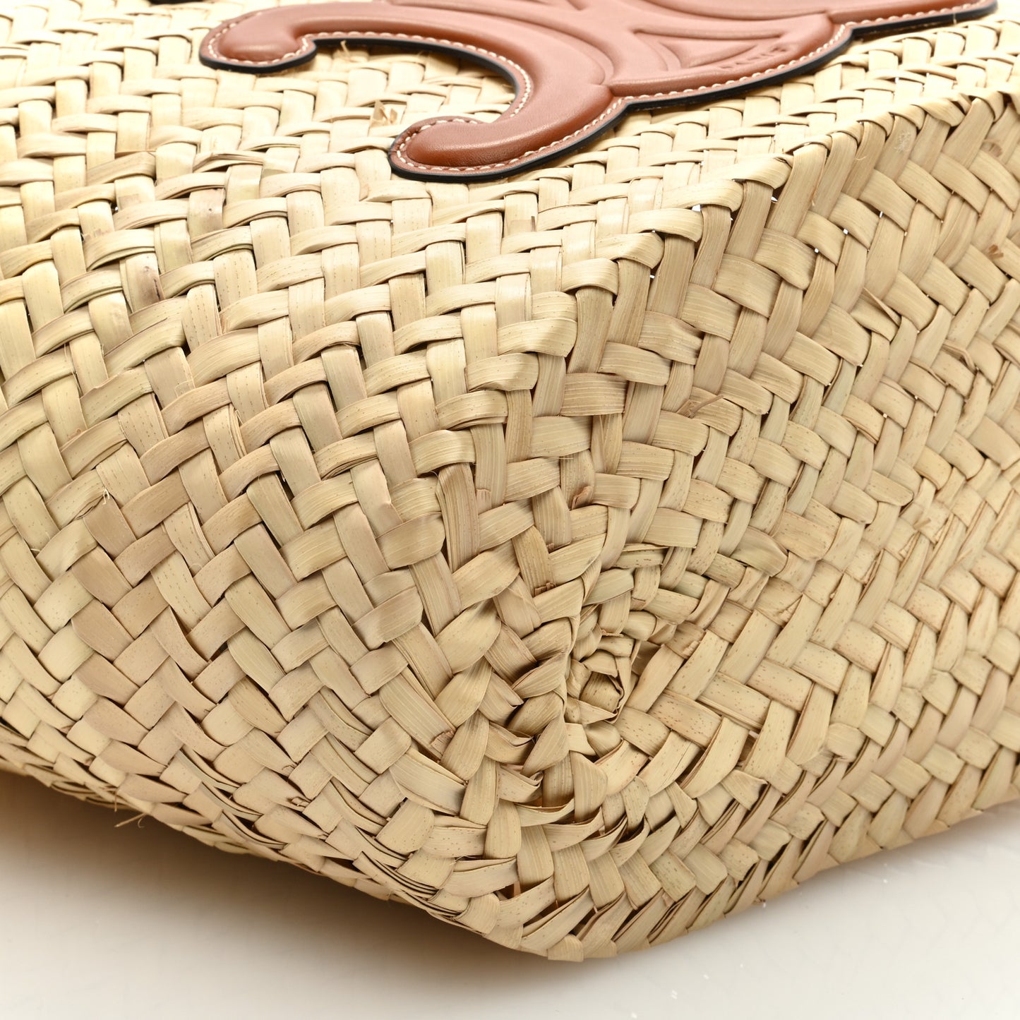 Raffia Calfskin Triomphe Teen Panier Tan