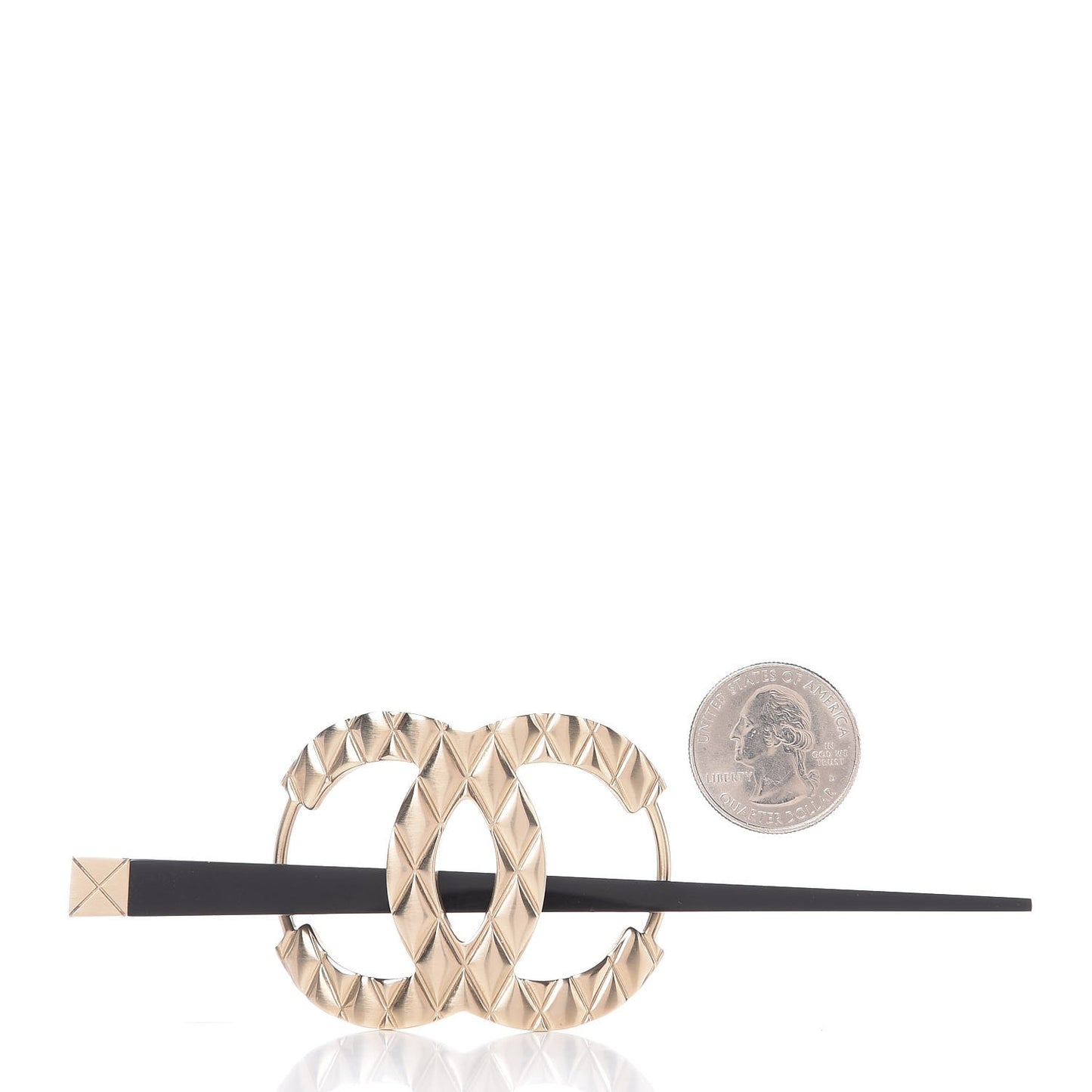 Quilted CC Hair Pin Gold
