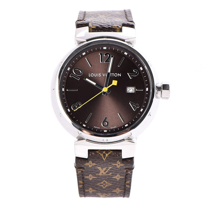 Louis Vuitton Stainless Steel Monogram 39mm Tambour Quartz Watch Brown 1 of 11