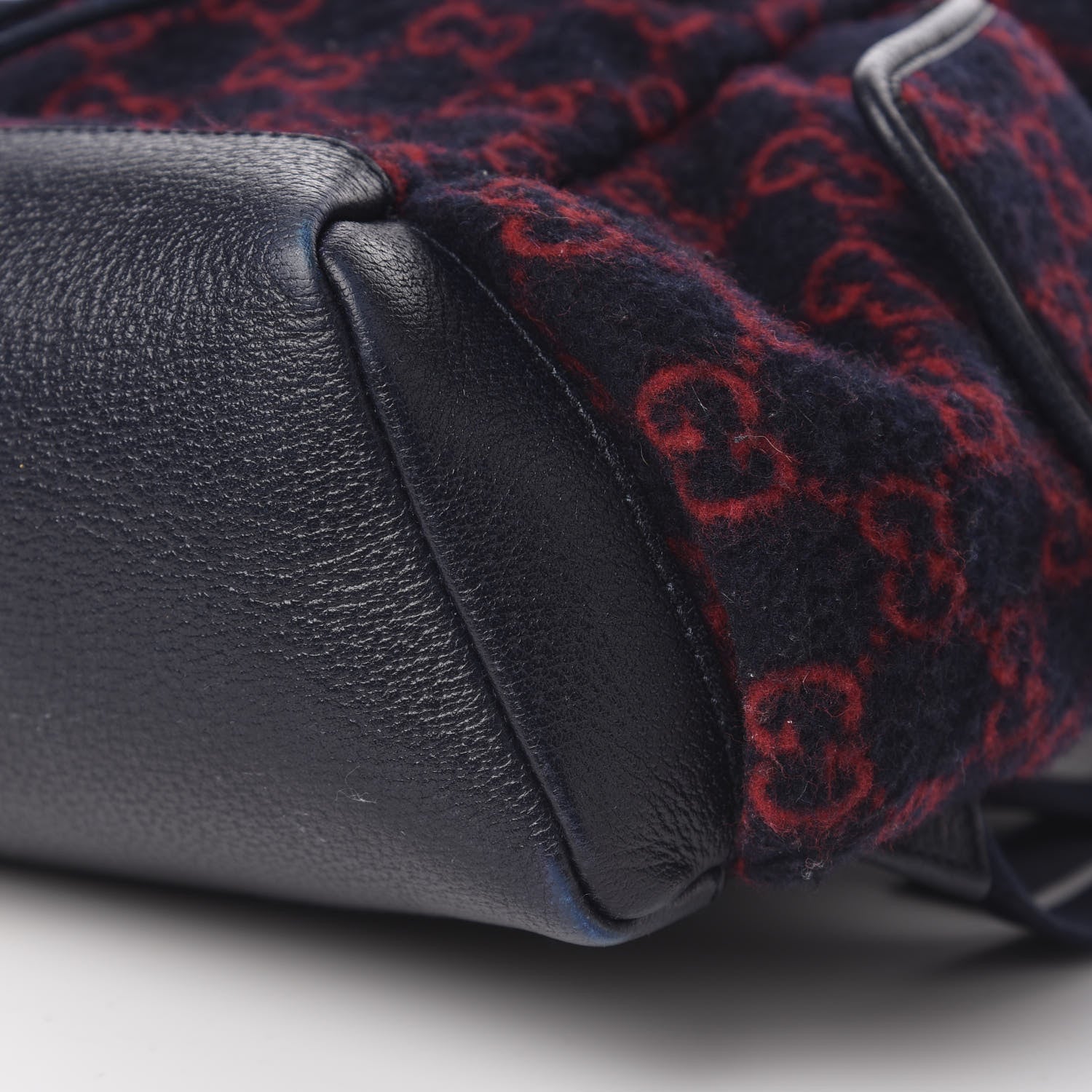 Gucci Covered Wool GG Monogram Small Double Buckle Backpack Navy Red 6 of 9