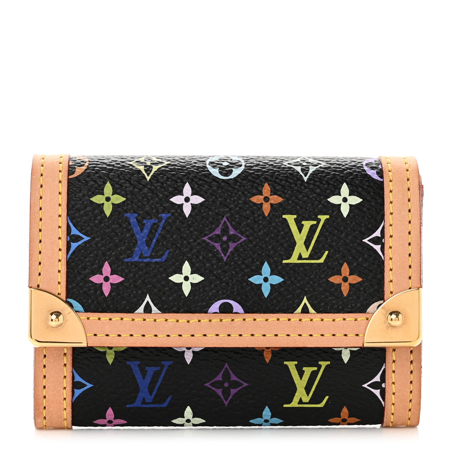 Louis Vuitton Monogram Multicolor Porte-Monnaie Plat Coin Purse Black 1 of 6