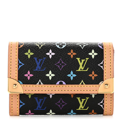Louis Vuitton Monogram Multicolor Porte-Monnaie Plat Coin Purse Black 1 of 6