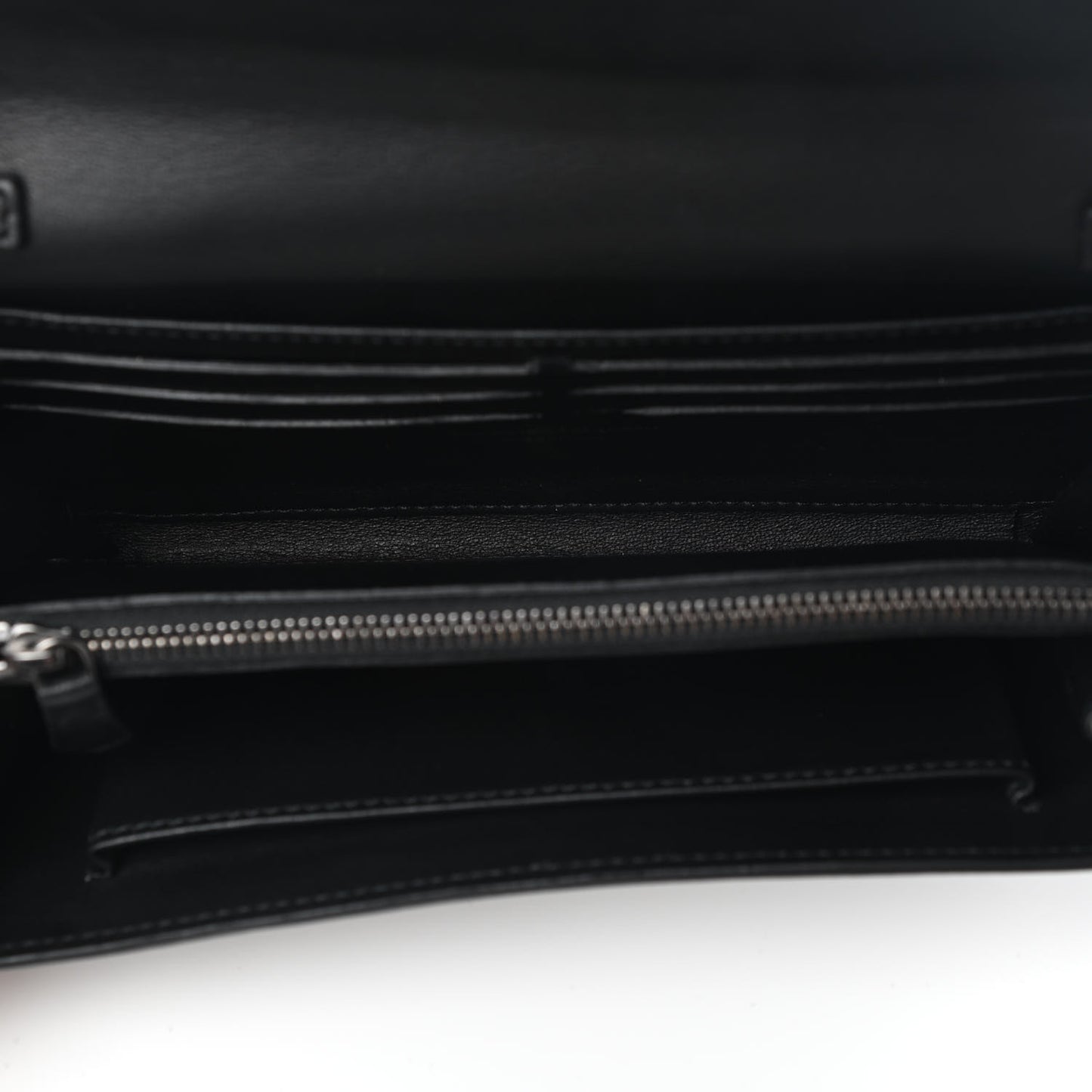 Metallic Calfskin Skull Wallet on Chain Black Pearl