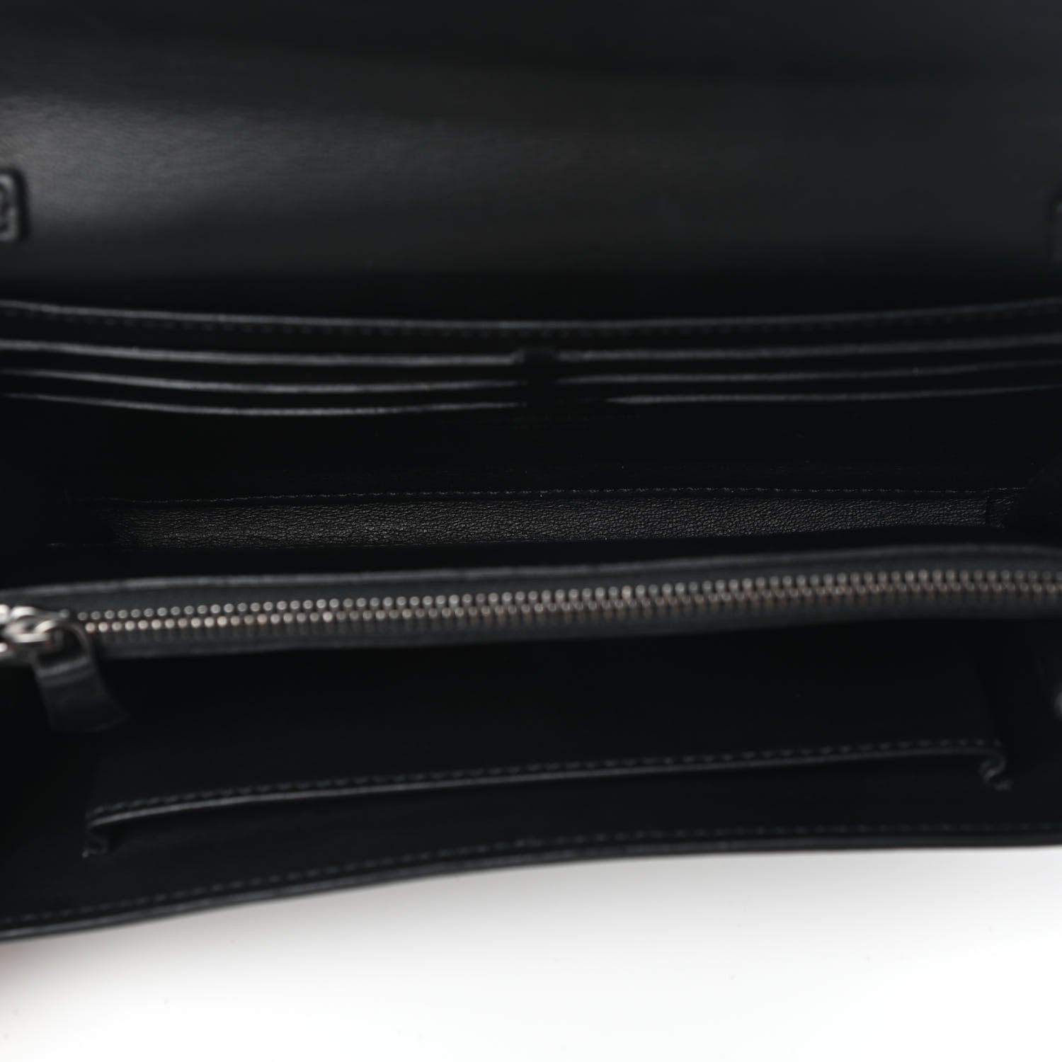 Alexander McQueen Metallic Calfskin Skull Wallet on Chain Black Pearl 5 of 8