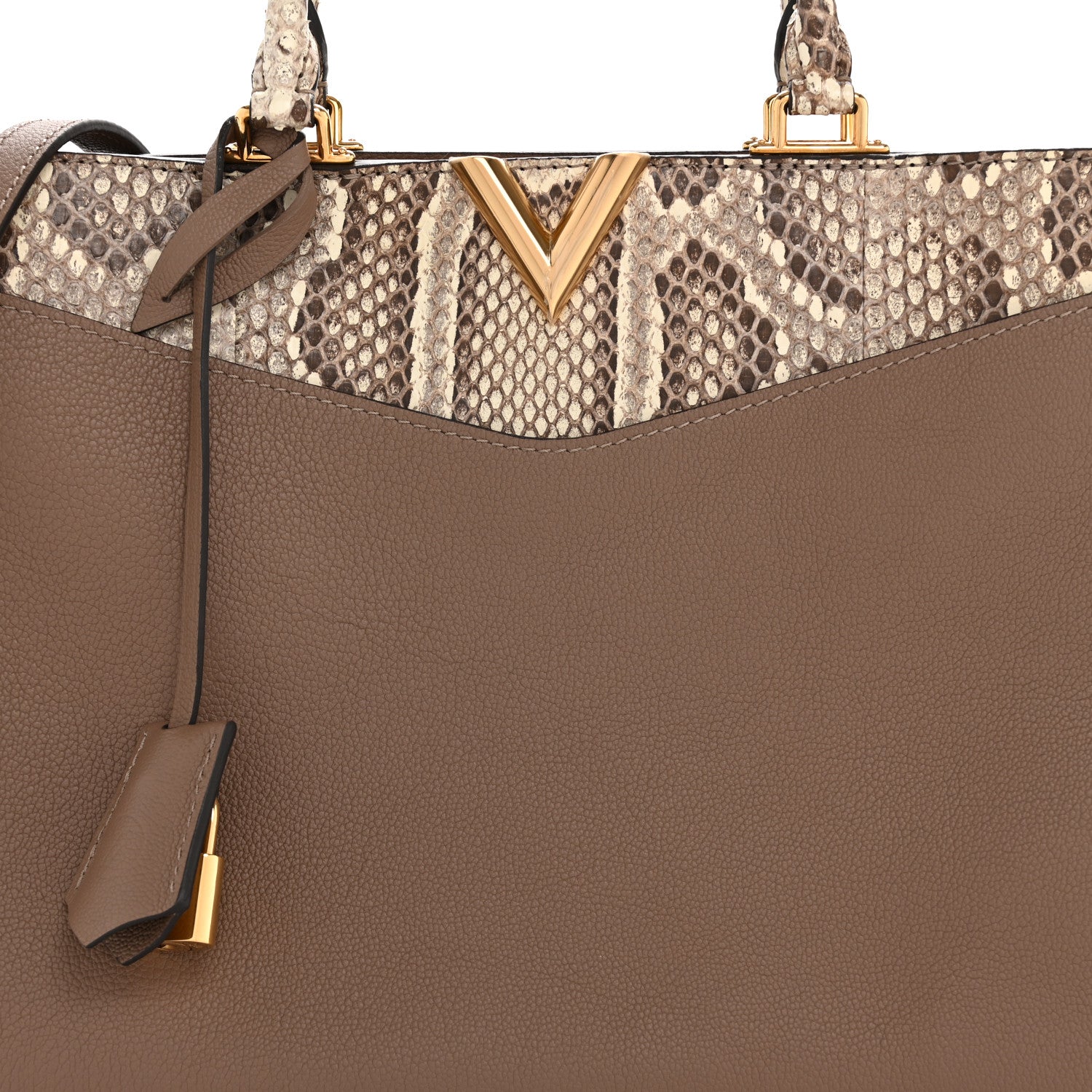 Louis Vuitton Calfskin Snakeskin Very Zipped Tote Taupe 12 of 21