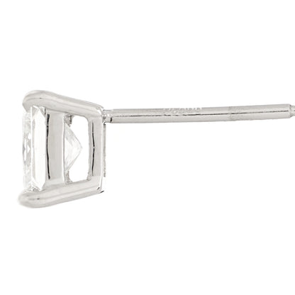 Parker & West by FASHIONPHILE Platinum Diamond .76ctw Princess Cut Solitaire Earrings 5 of 6