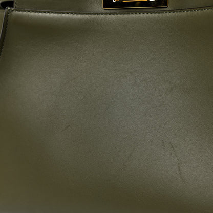 Fendi Vitello Seta Light Aura Shiny Nappa Medium Peekaboo I SEE U Satchel Equatore Cuoio 12 of 12