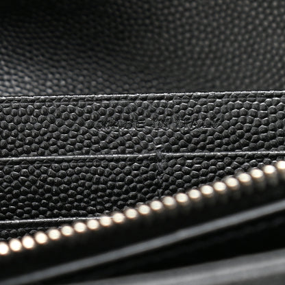 Saint Laurent Grain De Poudre Matelasse Chevron Monogram Chain Wallet Black 7 of 13