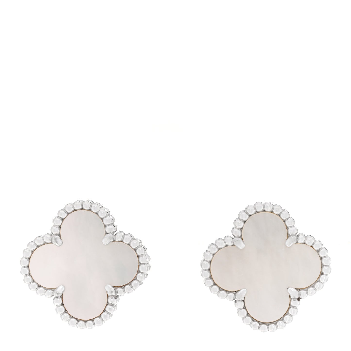 18K White Gold Mother of Pearl Vintage Alhambra Earrings