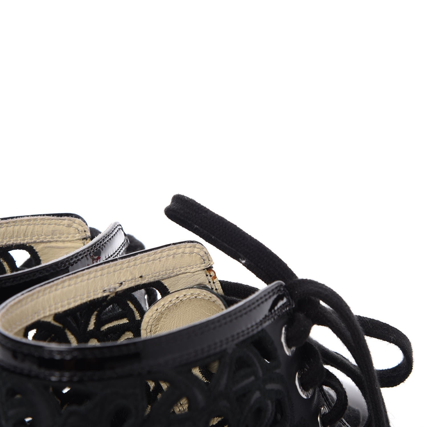 Chanel Patent Grained Goatskin Hollow Out Flower Sneakers 39.5 Black 11 of 12