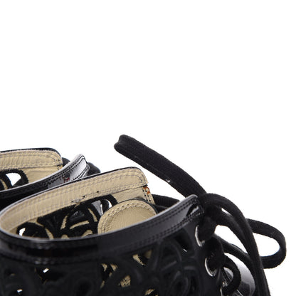 Chanel Patent Grained Goatskin Hollow Out Flower Sneakers 39.5 Black 11 of 12