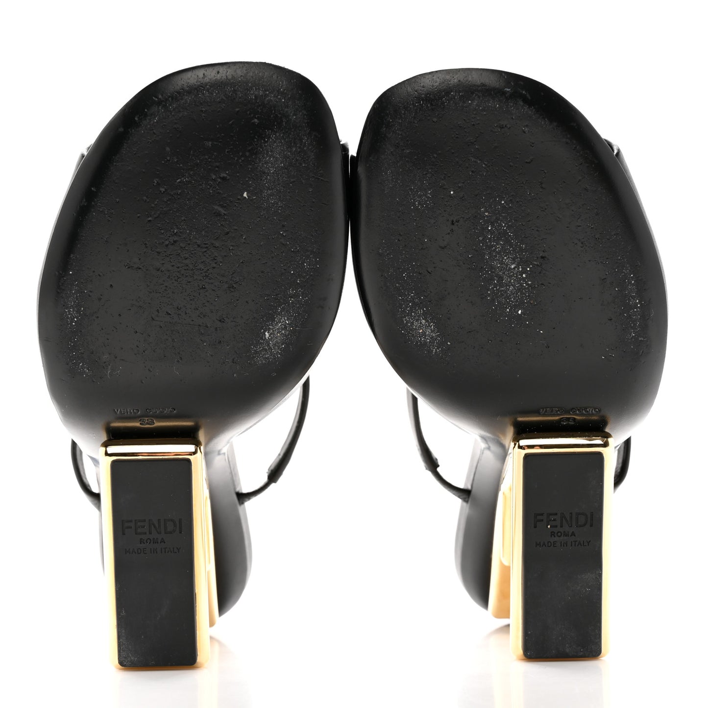 Calfskin Fendi First 95mm Slide Sandals 38 Black