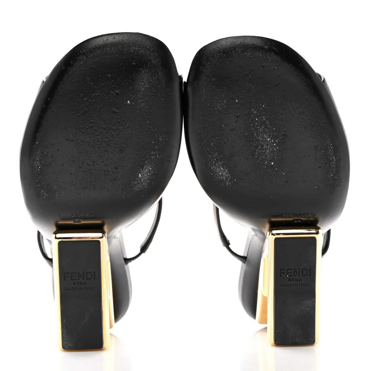 Fendi Calfskin Fendi First 95mm Slide Sandals 38 Black 6 of 13