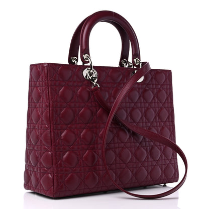 Christian Dior Lambskin Cannage Large Lady Dior Burgundy 3 of 10