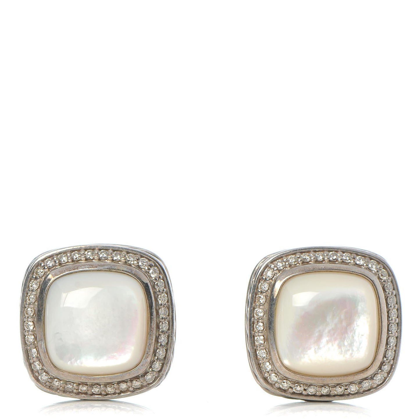 Sterling Silver Mother of Pearl Diamond 11mm Albion Earrings