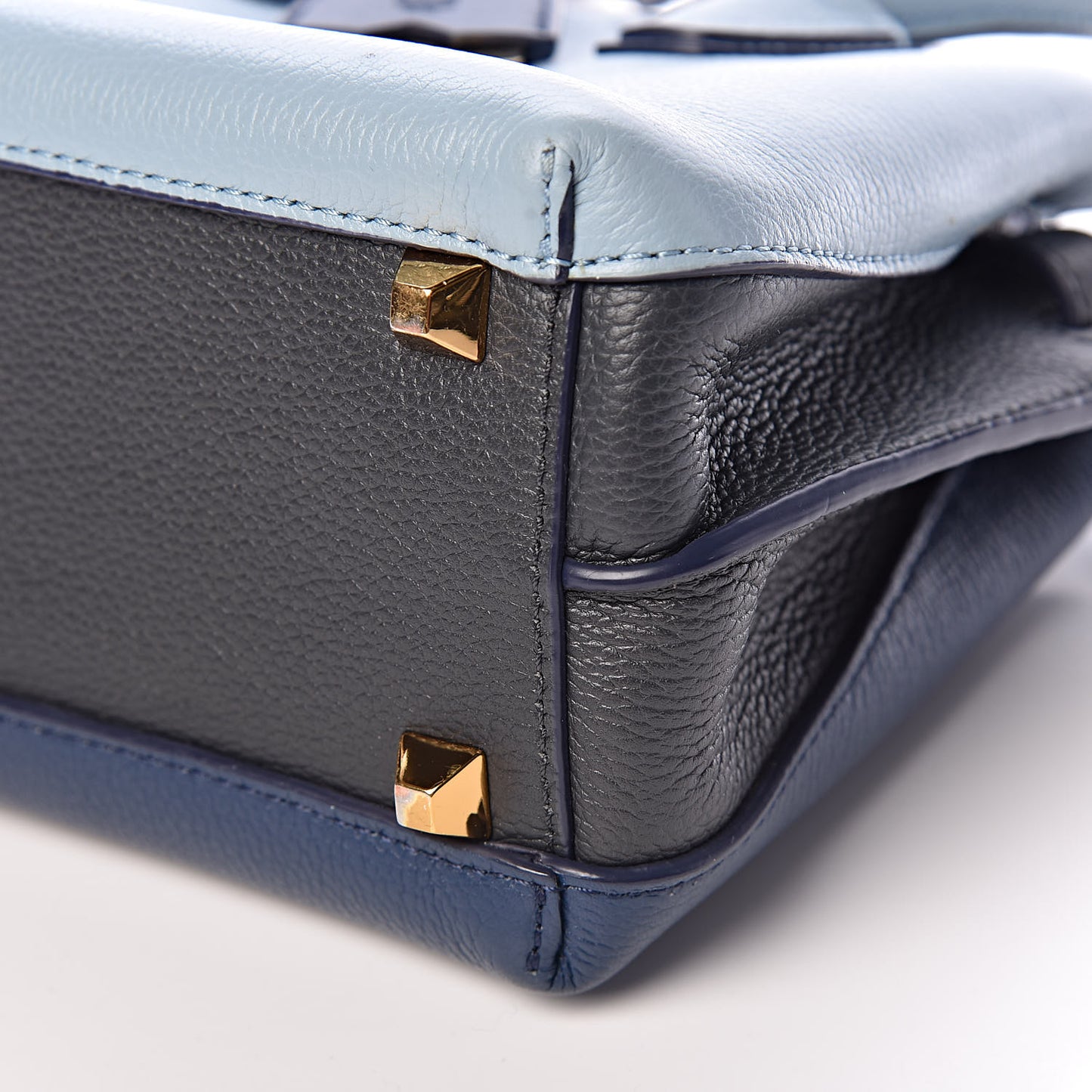 Grained Calfskin Tri-Color Mini Milla Tote Blue