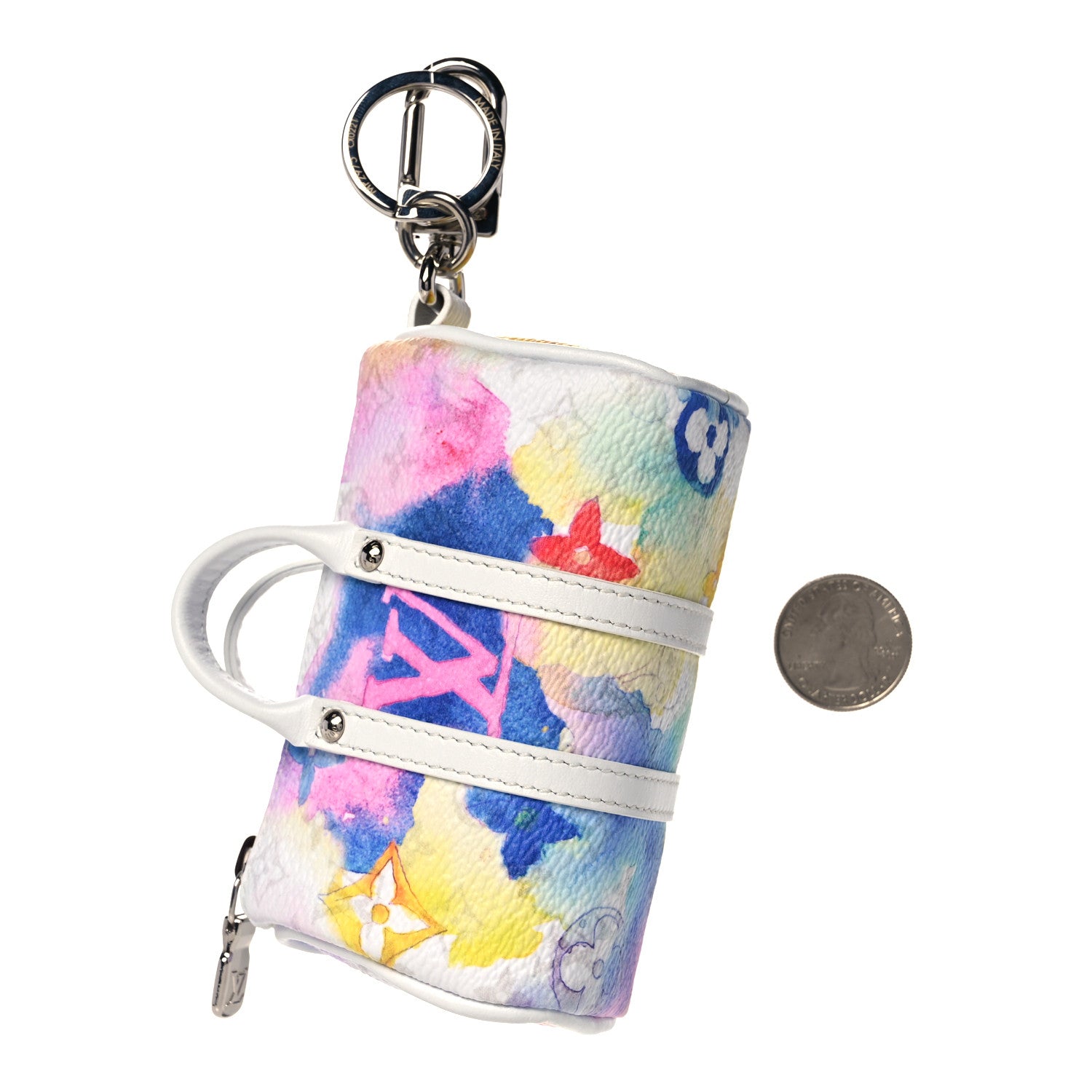 Louis Vuitton Monogram Watercolor Mini Keepall Bag Charm Key Holder Multicolor 2 of 8