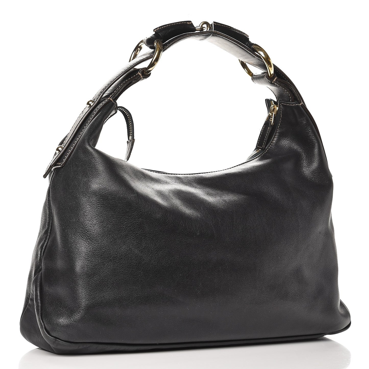 Calfskin Medium Horsebit Chain Hobo Navy