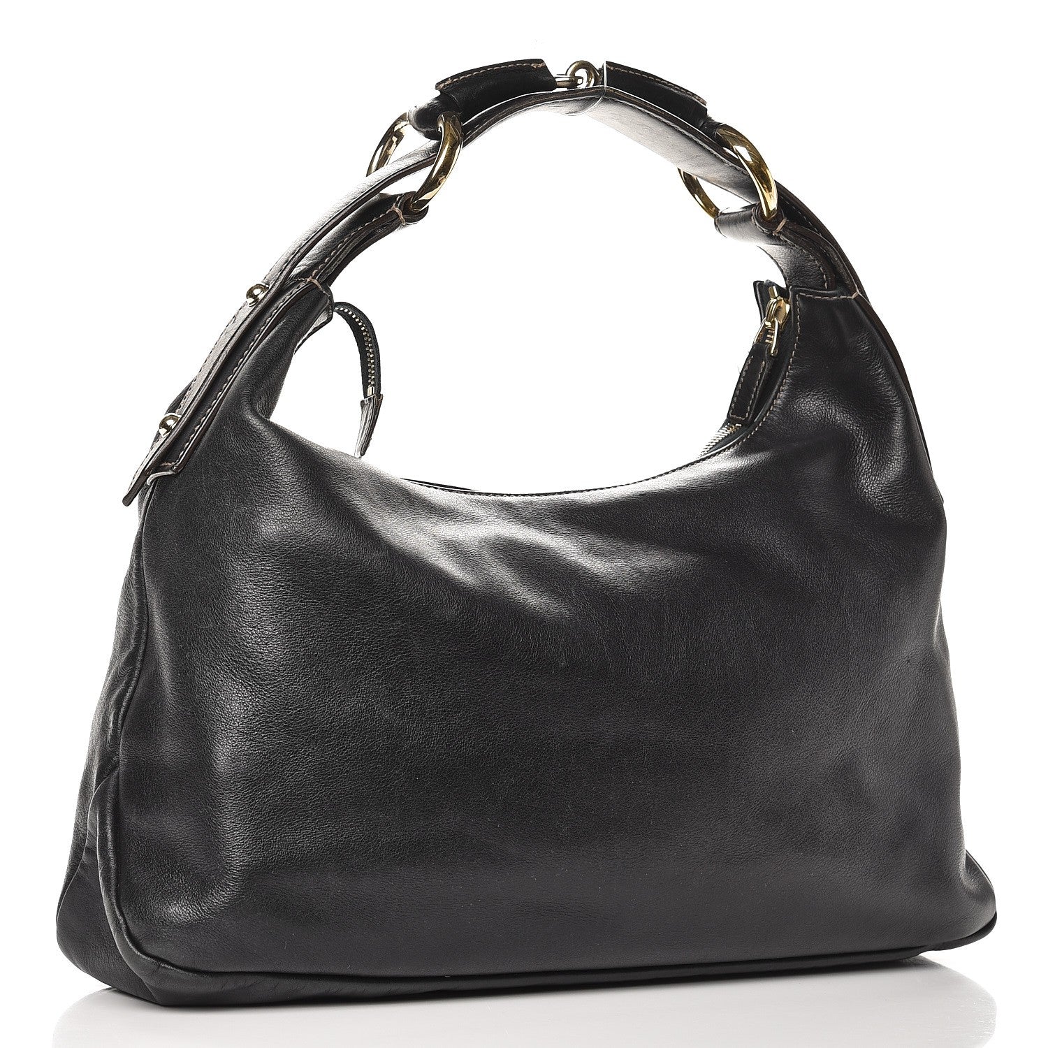 Gucci Calfskin Medium Horsebit Chain Hobo Navy 3 of 12