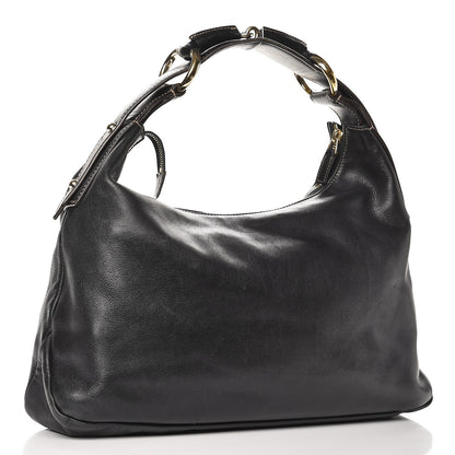 Gucci Calfskin Medium Horsebit Chain Hobo Navy 3 of 12