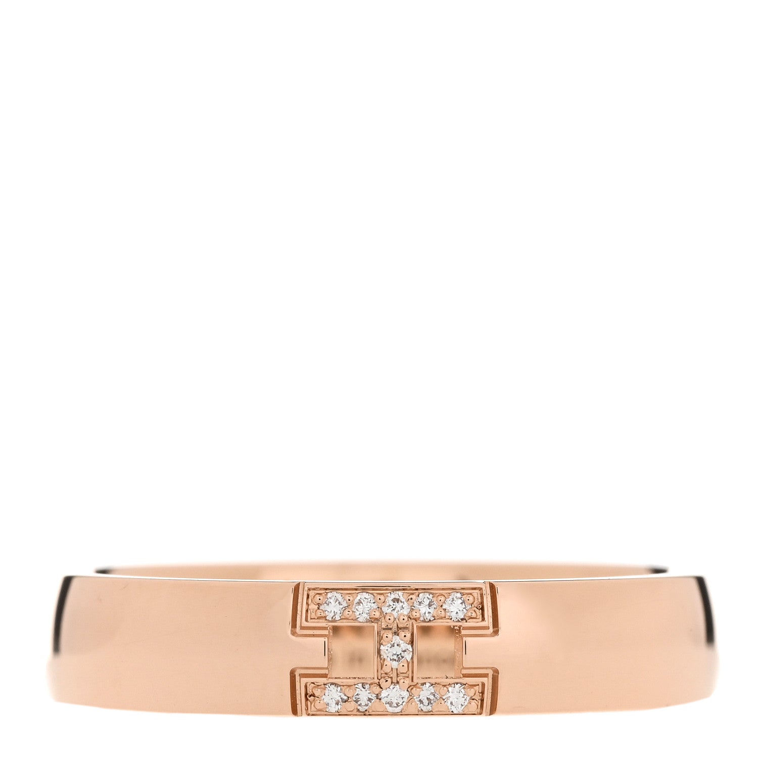 Hermes 18K Rose Gold Diamond Ever Herakles Wedding Band Ring 49 4.75 1 of 7
