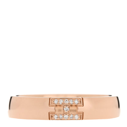 Hermes 18K Rose Gold Diamond Ever Herakles Wedding Band Ring 49 4.75 1 of 7
