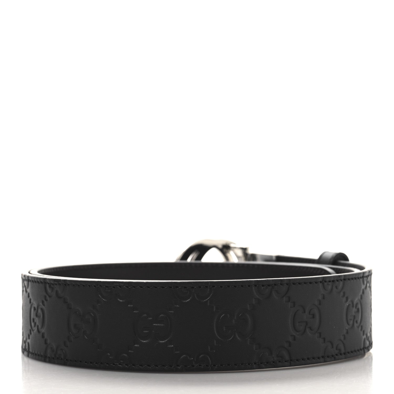 Gucci Guccissima Signature Interlocking G Reversible 37mm Belt 95 38 Black Cocoa 2 of 5