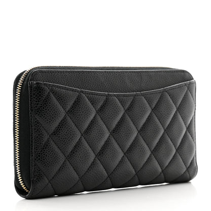 Chanel Caviar Quilted Large Gusset Zip Around Wallet Black 3 of 8