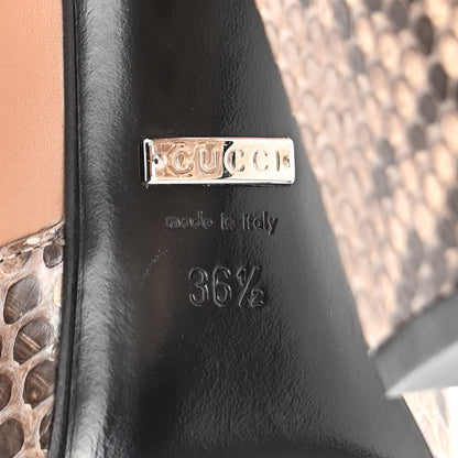 Gucci Acquarello Lux Snakeskin Twiggy Calfskin Lillian Horsebit Boot 36.5 Taffy Camelia 6 of 13