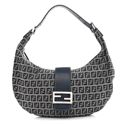 Fendi Zucchino Half Moon Baguette Navy Blue 1 of 11