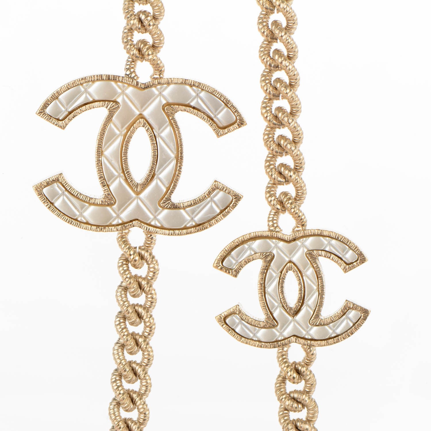 Chanel Quilted Pearl CC Long Chain Necklace Gold 3 of 5