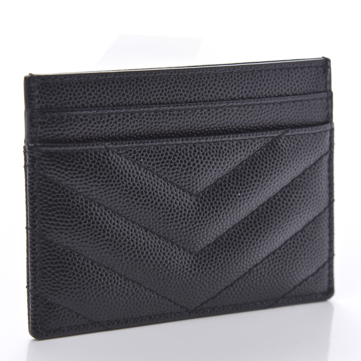 Grain De Poudre Matelasse Chevron Monogram Credit Card Case Black