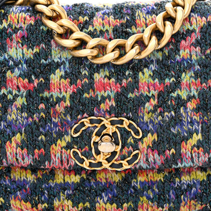 Chanel Tweed Quilted Medium Chanel 19 Flap Dark Multicolor 8 of 12