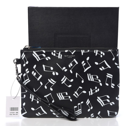 Saint Laurent Calfskin Musical Notes Zip Pouch Black 8 of 8