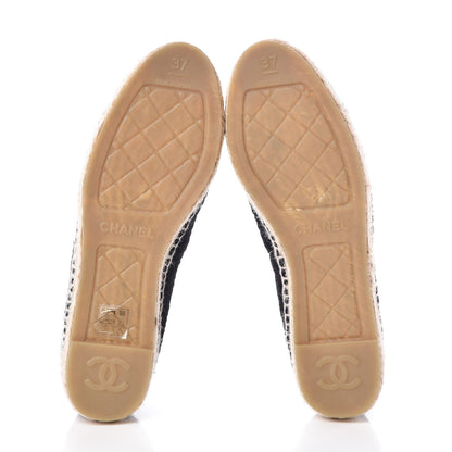 Chanel Velvet Grosgrain CC Espadrilles 37 Black 6 of 8