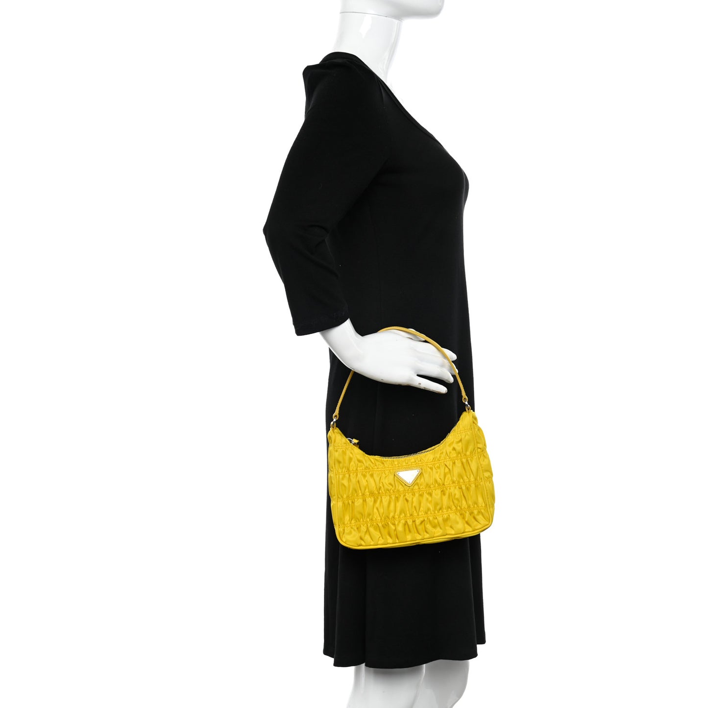 Tessuto Nylon Gaufre Shoulder Bag Giallo