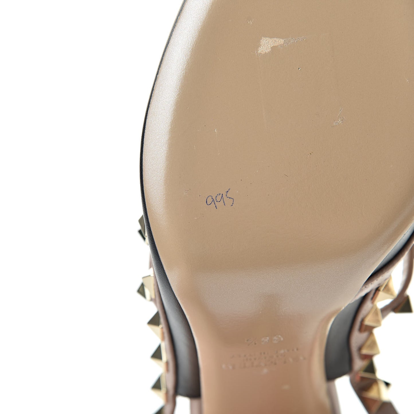 Nappa Rockstud Ankle Strap Pumps 38.5 Black Poudre