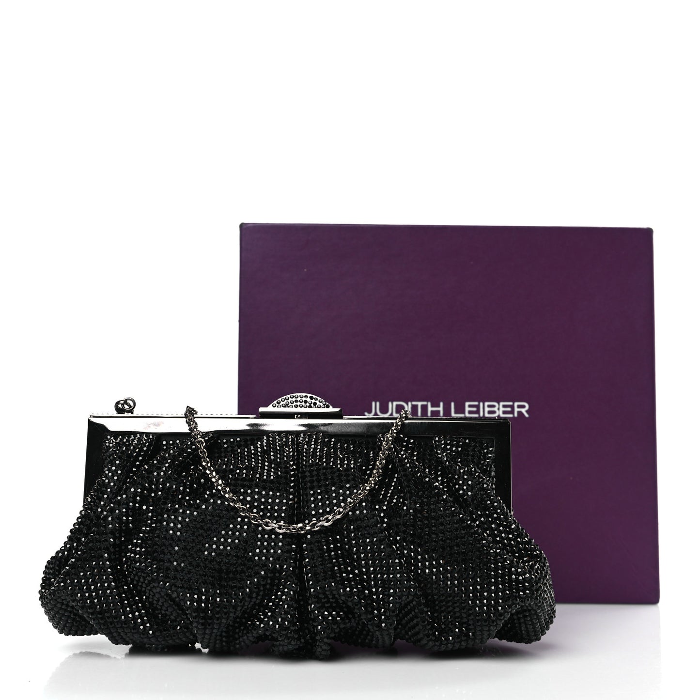 Satin Swarovski Crystal Natalie Clutch Black