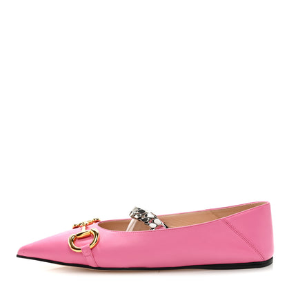 Gucci Nappa Lumiere Deva Horsebit Chain Embellished Flats 37.5 Tropical Flower 1 of 9