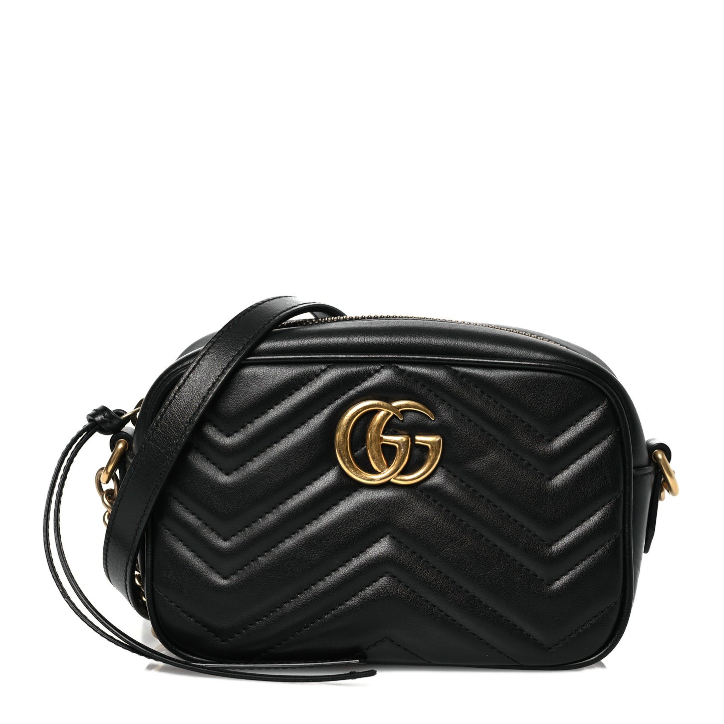Calfskin Matelasse Mini GG Marmont Chain Shoulder Bag Black