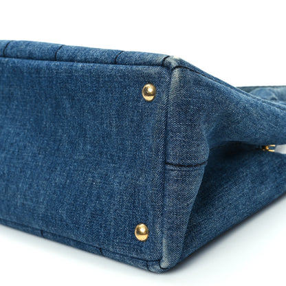 Prada Denim Small Logo Tote Bleu 9 of 10