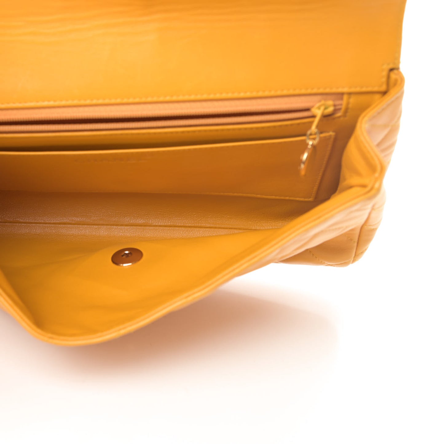 Lambskin Quilted Flap Clutch Yellow
