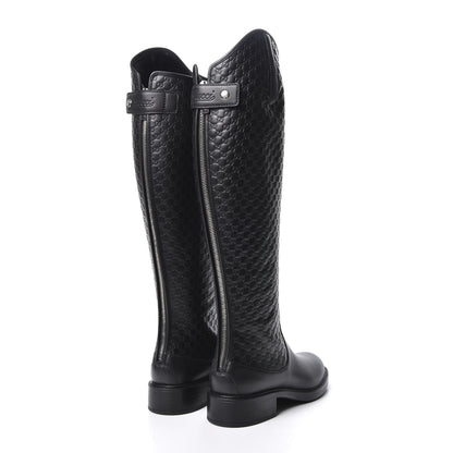Gucci Microguccissima Knee High Riding Boots 38 Black 4 of 11
