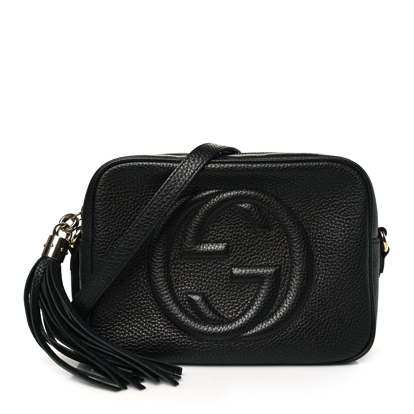 Pebbled Calfskin Small Soho Disco Bag Black