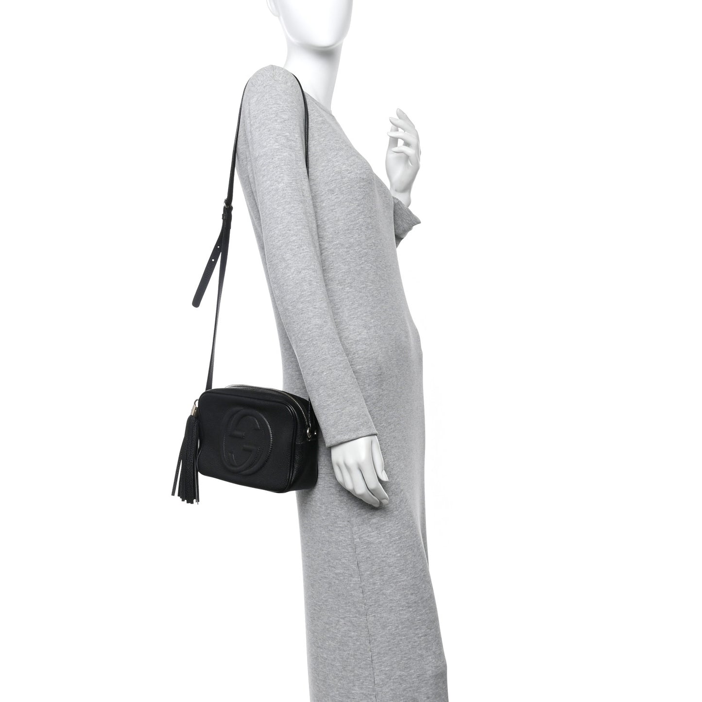 Pebbled Calfskin Small Soho Disco Bag Black