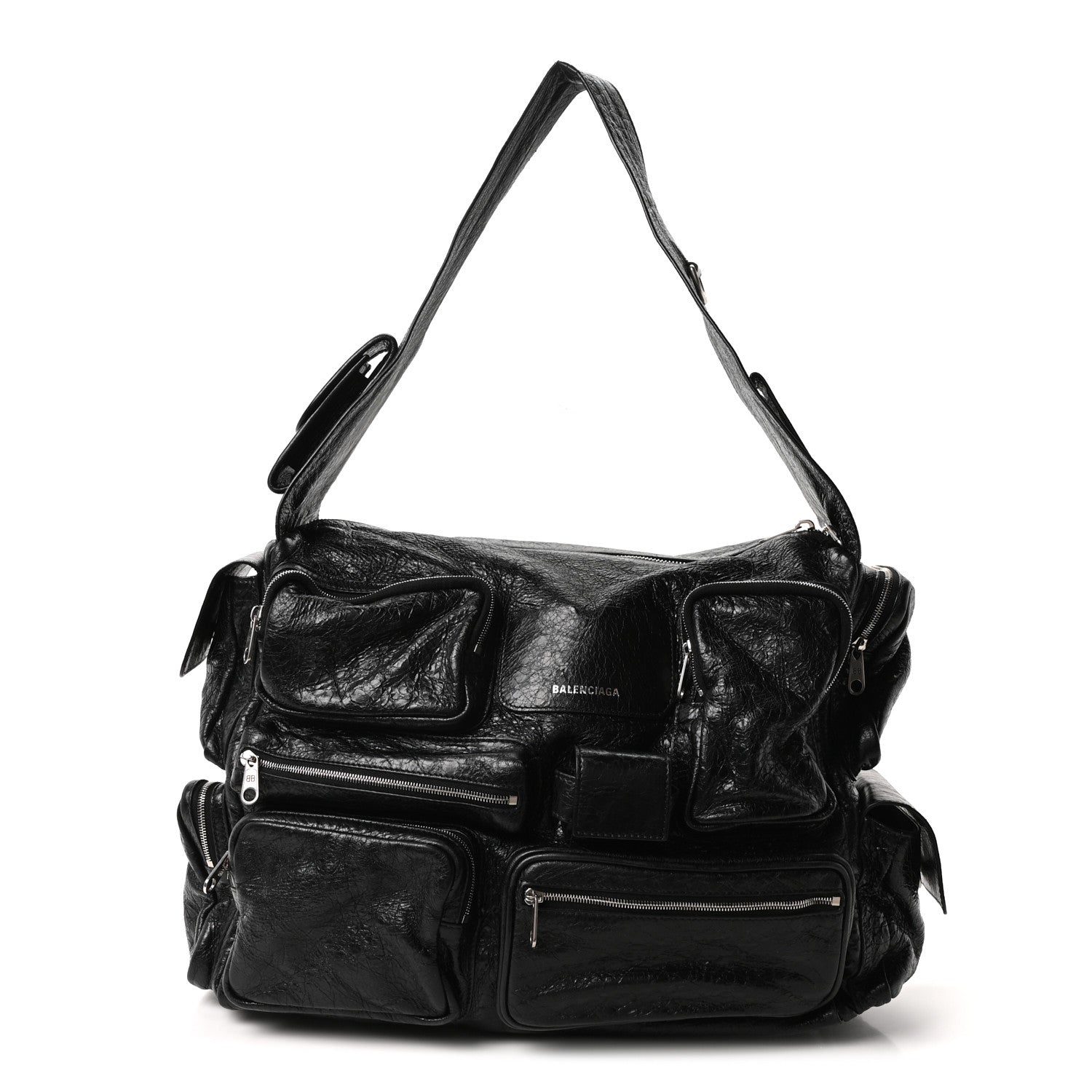 Balenciaga Agneau Arena Superbusy Large Sling Zip Shoulder Bag Black 1 of 9