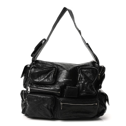 Balenciaga Agneau Arena Superbusy Large Sling Zip Shoulder Bag Black 1 of 9