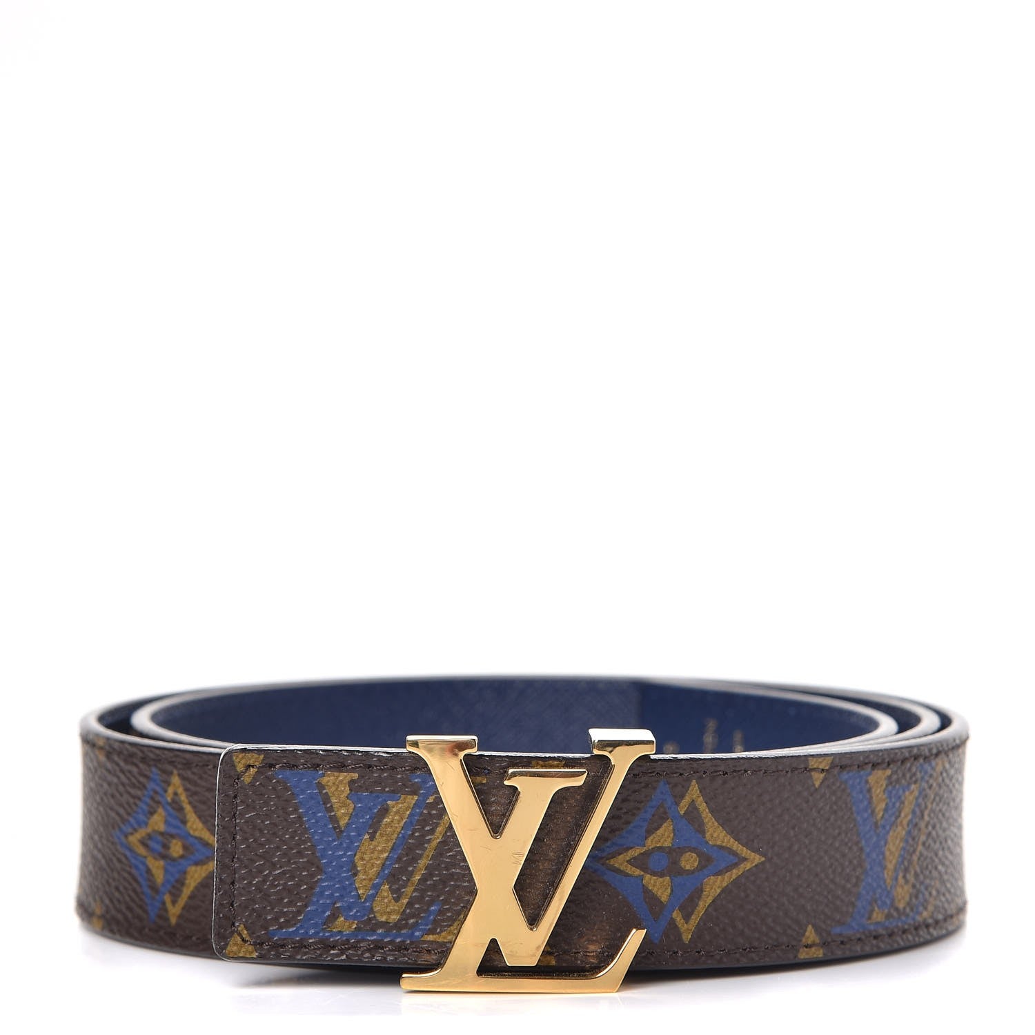 Louis Vuitton Calfskin Rainbow Monogram 30mm LV Initiales Reversible Belt 80 32 1 of 7