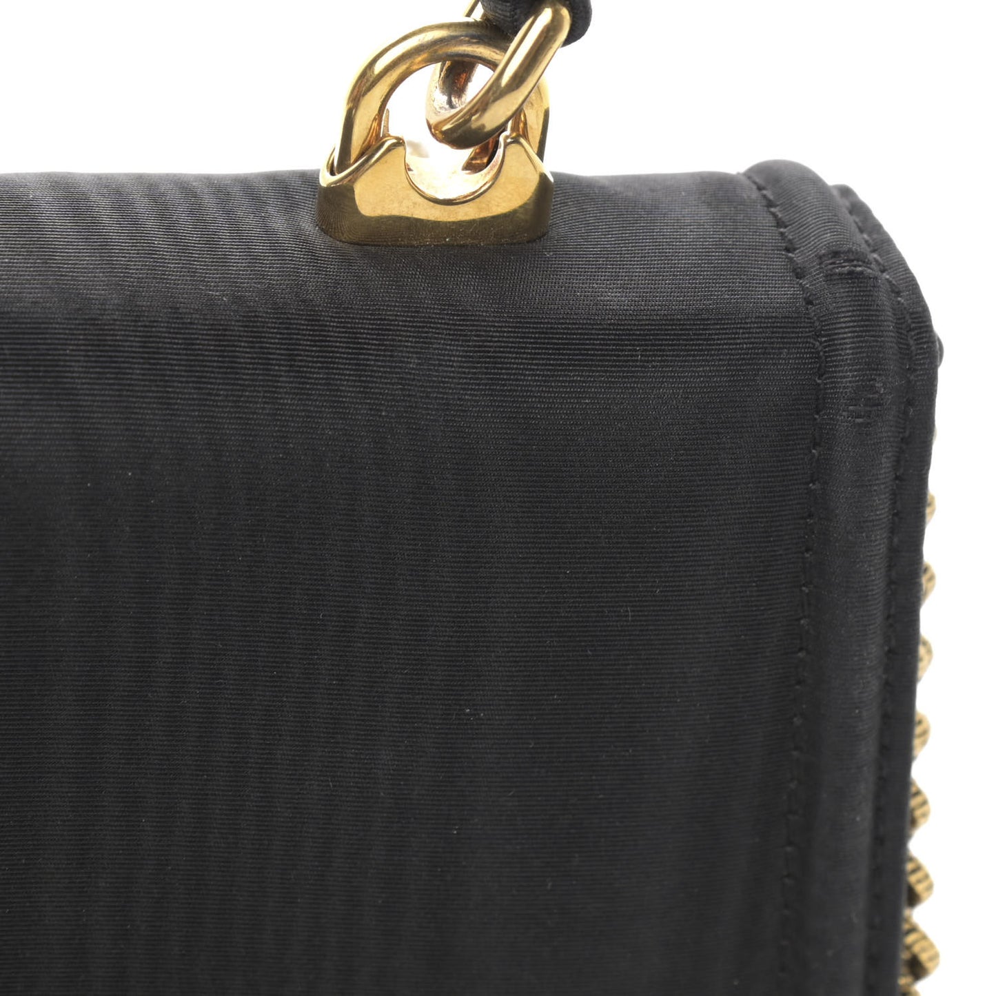 Moire Pearl Embellished Small Devotion Top Handle Bag Black